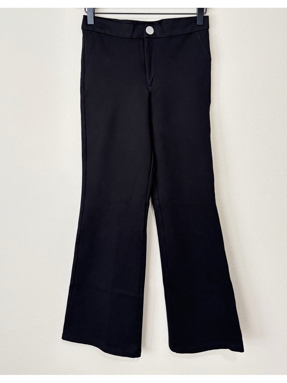 Zara Size Small Black Ponte Flare Stretch Dress Pants